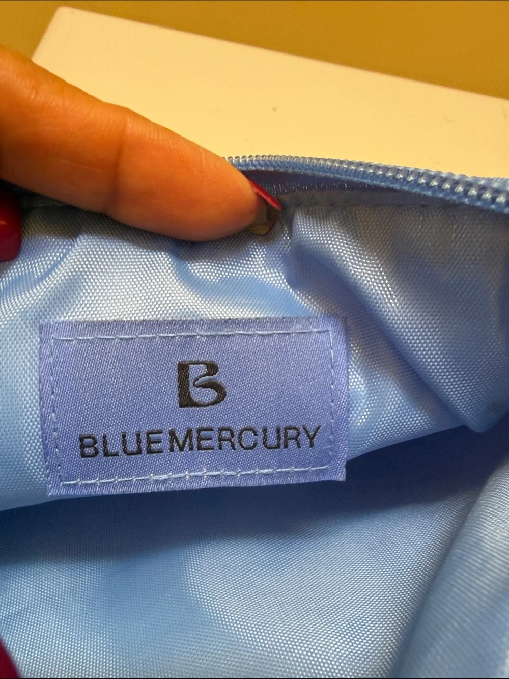 NWT Blue Mercury Quilted Cosmetic Pouch with Gold Zipper